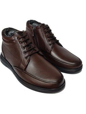 Öztürk Erkek Deri Içi Kürklü Bağcıklı Fermuarlı Kaymaz Taban Günlük Bot 203