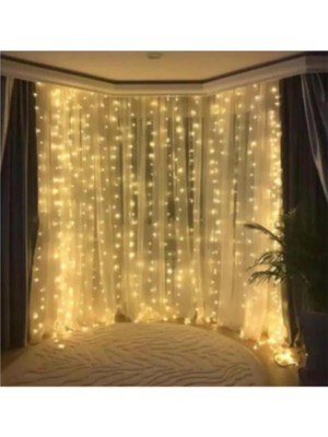 Temiz Pazar Kumandalı 8 Ayrı Moda Sahip 3 Mx3 M 300 cm x 300 cm Perde LED 10 Saçaklı Gün Işığı