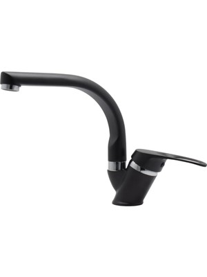 Kca Armatür Kca Siyah Krom Banyo Lavabo Bataryası Oynar Borulu