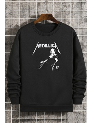 Only Trendwear Metalica Baskılı Bisiklet Yaka Sweatshirt