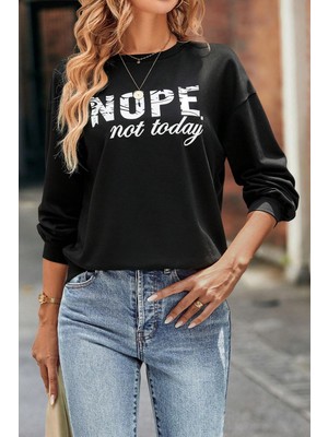 Only Trendwear Nope Baskılı Bisiklet Yaka Sweatshirt