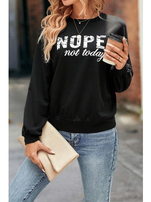 Only Trendwear Nope Baskılı Bisiklet Yaka Sweatshirt