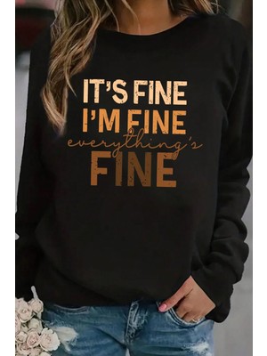 Only Trendwear Fine Baskılı Bisiklet Yaka Sweatshirt