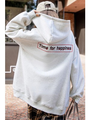 Only Trendwear Time For Happiness Baskılı Oversize Sweatshirt