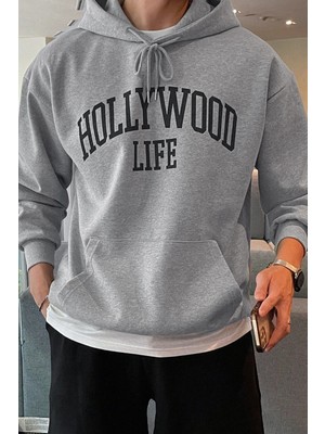 Only Trendwear Erkek Hoolywood Life Baskılı Oversize Sweatshirt