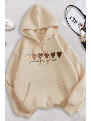 Only Trendwear Kalp Baskılı Oversize Sweatshirt