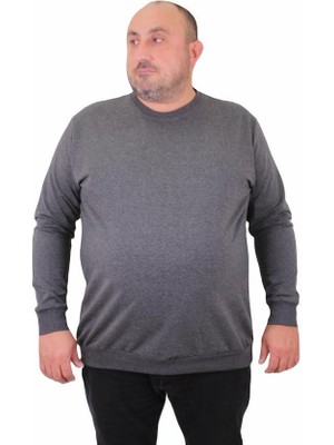 Starbattal Büyük Beden Sıfır Yaka Classic Sweat 23216 Antrasıt