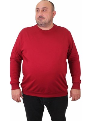 Starbattal Büyük Beden Sıfır Yaka Classic Sweat 23216 Bordo