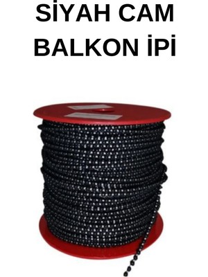 Bulut Dizayn Bulut Dizayn- 10 Metre Cam Balkon Plastik Boncuklu Ip Zincirleri Boncuk Çapı 4.5 mm 10 Metre (Siyah)