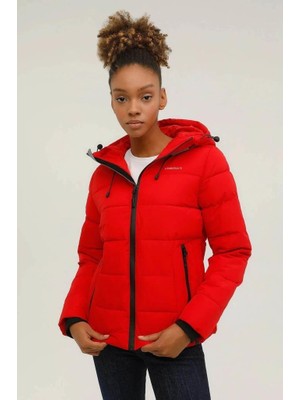 Lumberjack Apreskı Kırmızı Kadın Mont