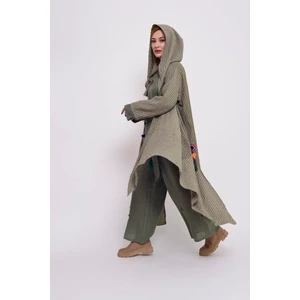 Bohem Stil Cadı Kapüşonlu Cepli Boho Mevsimlik Panço & Kap