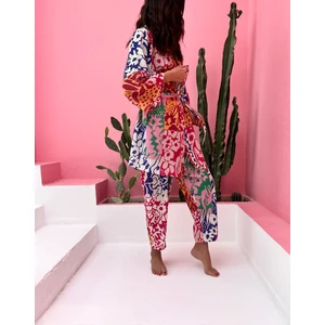 HANGOUT Kısa Kimono - Colorful Flower, Jasmine Poly