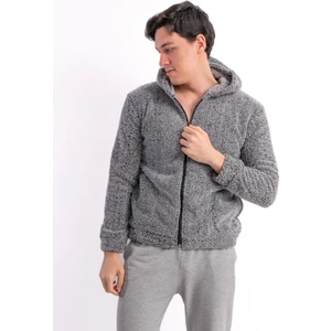 Sweet's Collection Kapüşonlu Welsoft Ceket Kadınlar İçin Sıcak Tutma Özelliği Gri Kırçıllı Desenli