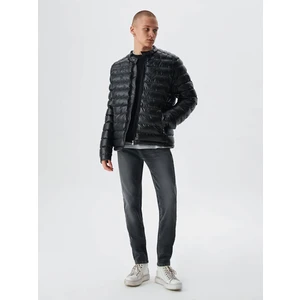 Erkek Dik Yaka Fermuarlı Siyah Mont