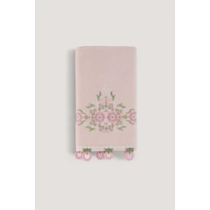 Arliva Home Alıze Kadıfe Nakıslı Çeyız Havlusu Pudra 30X50