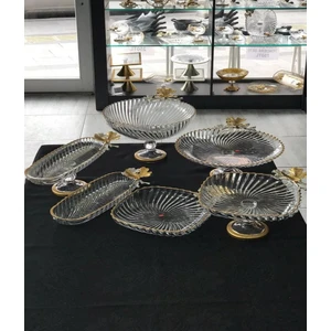 Zen Home Avangard Özel Tasarım Gold Yaldızlı Gold Metal Çift Kelebekli 6 Adet Sunumluk Oluşan Muhteşem Set
