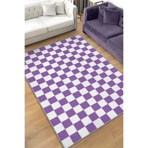 Minimalist Damalı Pembe Beyaz Halı Kareli Oturma Odası Halısı Retro Tarzı Salon Halısı