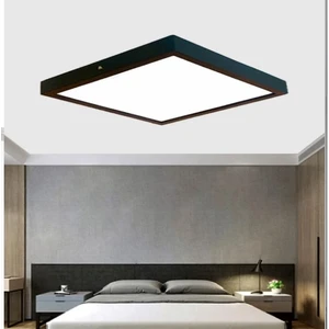 Lüxs Home 30X30 cm Kare Sarı Işık Büyük Boy Tavana Sıfır Ev Ofis Işyeri Koridor Banyo Balkon Avizesi Mat Siyah Avize
