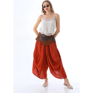 İtalyan Cepli Keten Şalvar Pantolon (36-48 Beden Arası)