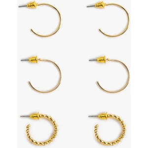 Halka Küpe 3'lü Set Dokulu Ince