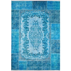 Artyom Mavi Patchwork Polyester Dijital Baskı Halı