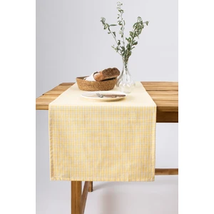 Arya | Keten Piti Kareli Sarı Runner - Piknik Örtüsü 40 x 150