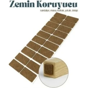 Zemin Koruyucu Yapışkanlı Keçe, Ses ve Çizik Önleyici Kahverengi Mobilya Keçesi 6 Parça