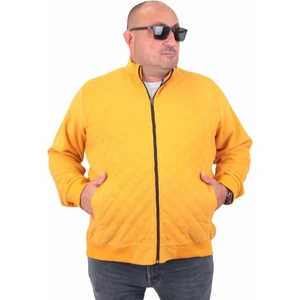 Büyük Beden Fermuarlı Hırka Diamond 23281 Hardal