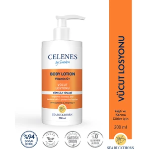 Celenes By Sweden Aydınlatıcı ve Cilt Tonu Eşitleyici Sea Buckthorn Vücut Losyonu Tüm Cilt Tipleri 200 ml