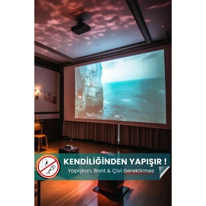 Projeksiyon Perdesi, Ev Sineması, Yapıştırıcı Gerektirmeyen, Duvar Projeksiyon Perdesi