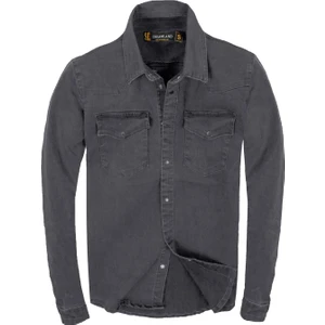 Serseri Jeans Gri Renk Çıt Çıt Düğmeli Çift Cep Kot Gömlek