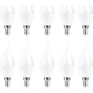 6W Dekoratif LED Kıvrık Mum Ampul Buji 10'lu Paket Gün Işığı E14 Avize Lambası Ince Duy