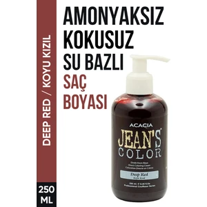 JEAN'S COLOR Jean’s Color Amonyaksız Koyu Kızıl Renkli Saç Boyası 250 ml Kokusuz Su Bazlı Deep Red Hair Dye