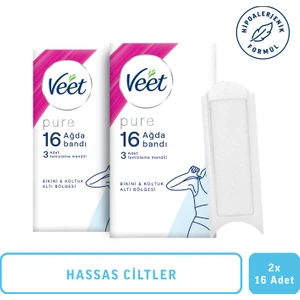 Pure Hipoalerjenik Sir Ağda Bandı Bikini & Koltuk Altı Bölgesi 16'lı X 2
