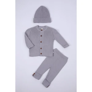 Baby Hola  %100 Organik Triko Kız Erkek Bebek Çocuk Bereli Alt Üst Pamuk 3'lü Takım 5802