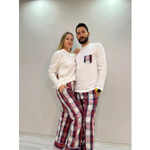 Erkek Beyaz Ekose Erkek Pijama Takımı(Sadece Erkek)