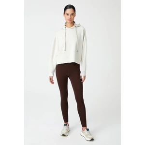 Los Ojos Taş Kapüşonlu Yumuşak Dokulu Crop Sweatshirt Cropped Sweat