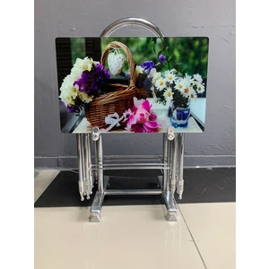 Erk Mobilya Camlı Çanta Sehpa, Sehpa, Zigon, 4lü Zigon, Çanta Sehpa, 4lü Sehpa