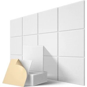 Kendinden Yapışkanlı Akustik Paneller 12 Paket, 12 x 12 x 0,4 Inç Ses Geçirmez Dolgu, Ev Için Ses Emici Panel, Beyaz (Yurt Dışından)