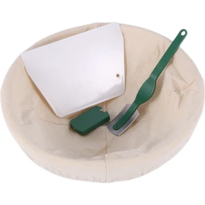 Inç Ekmek Mayalama Sepeti Seti Ekşi Maya Giriş Sepeti + Hamur Kazıyıcı + Hamur Şekli Fırında Ekmek Için Keten Astar Kumaş (Yurt Dışından)