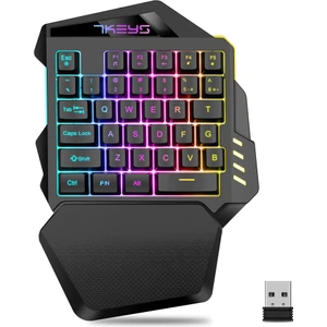 Pc Ps4 Için Tek El Mekanik Kablosuz Oyun Rgb Arkadan Aydınlatmalı Klavye (Yurt Dışından)