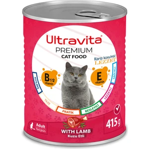 Premium Yüksek Proteinli Kuzu Etli Konserve Yaş Kedi Maması 415GRX24 Adet