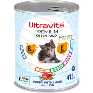 Premium Yüksek Proteinli Kuzu Etli Konserve Yaş Yavru Kedi Maması 415GRX24 Adet