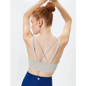 Çapraz Askılı Sporcu Sütyeni Baskılı U Yaka Slim Fit