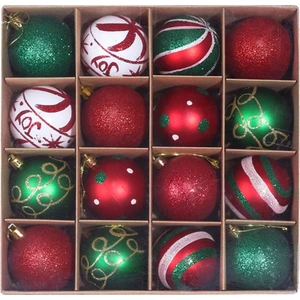 Noel Ağacı 6cm Renkli Toplar 16'lı Paket-D Tarzı Kırmızı, Yeşil ve Beyaz (Yurt Dışından)