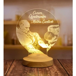 Sevgi Lambası 3D Görünümlü Atatürk Baş Öğretmen Led Lamba