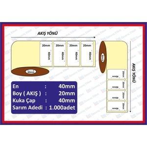 Özsaraç Etiket 40X20  Kuşe Barkod Etiketi  1000 Li Sarım