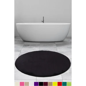 Bonny Home Elite Siyah 120X120 cm Yuvarlak Peluş Banyo Halısı Kaymaz Pofuduk Banyo Paspası