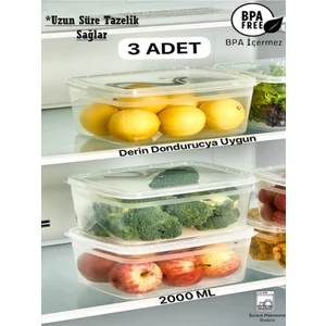 3 Adet Huge Şeffaf 2 Lt Erzak ve Bakliyat Saklama Kabı - Baharat Çay Şeker Kutusu