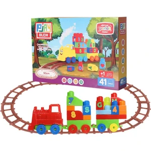 Toru Toys Play Blox Oyuncak Tren Seti 41 Parça Sayılar ve Alfabe Treni Parlak Renkler Mega Blok Seti 2403